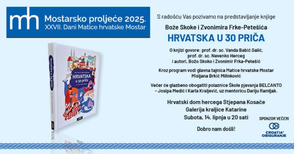 Promocija knjige 'Hrvatska u 30 priča' u subotu u Mostaru