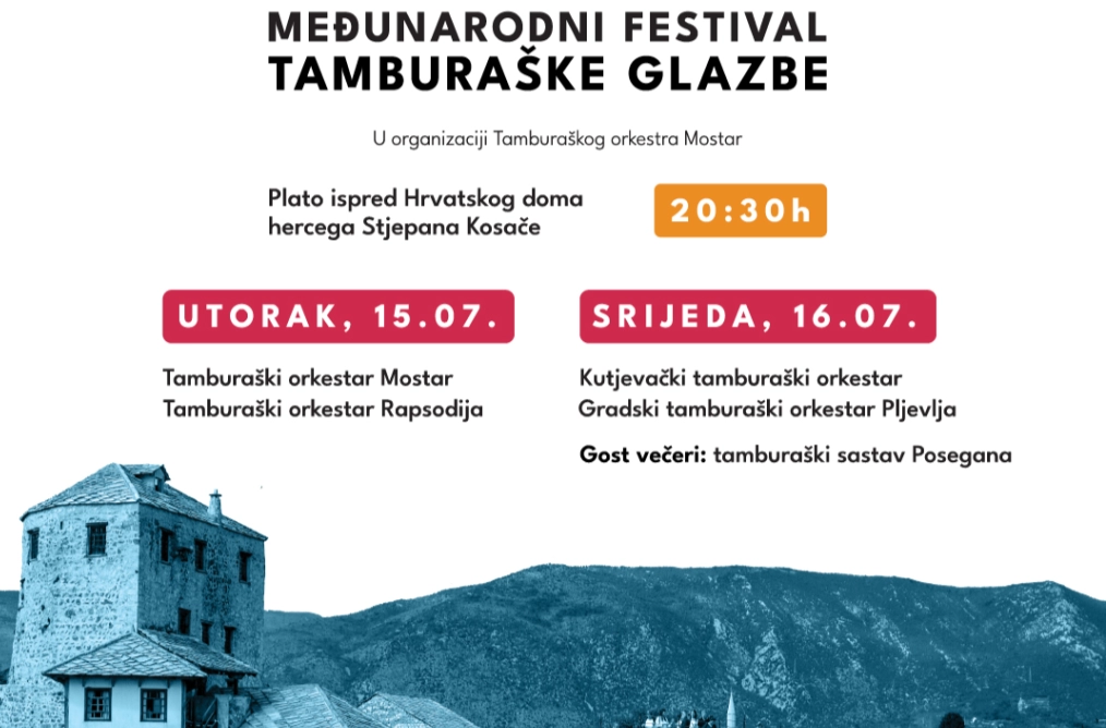 Tamburaški orkestri iz BiH, Hrvatske i Crne Gore okupljeni na festivalu u Mostaru